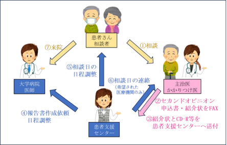 広島大学病院におけるセカンドオピニオンの流れを示す図